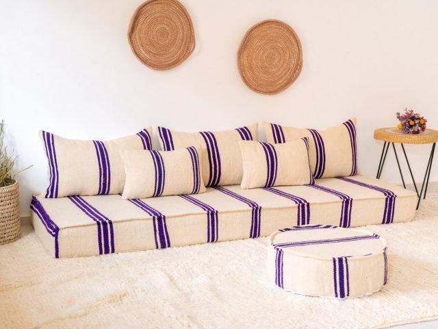 Boho Style Floor Sofa Purple
