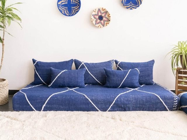 Blue Cotton Sofa