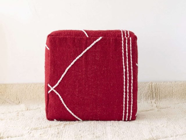 Moroccan Cotton Pouf Red