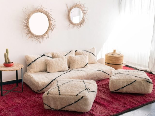 Moroccan White Beni Ourain Sofa Set