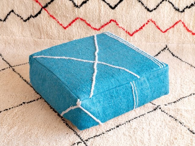 Light Blue Moroccan Pouf