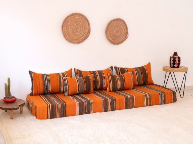 Orange Berber Floor Couch