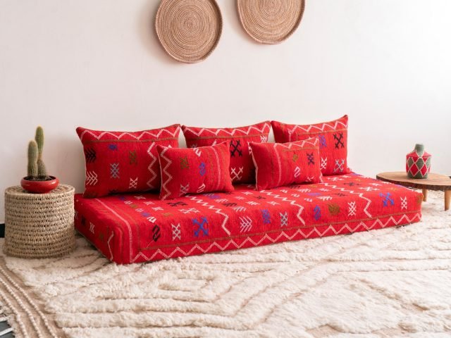 Floor Sofa Red Morocco