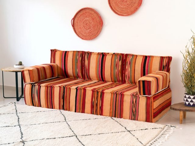 Moroccan Floor Sofa Covers Orange