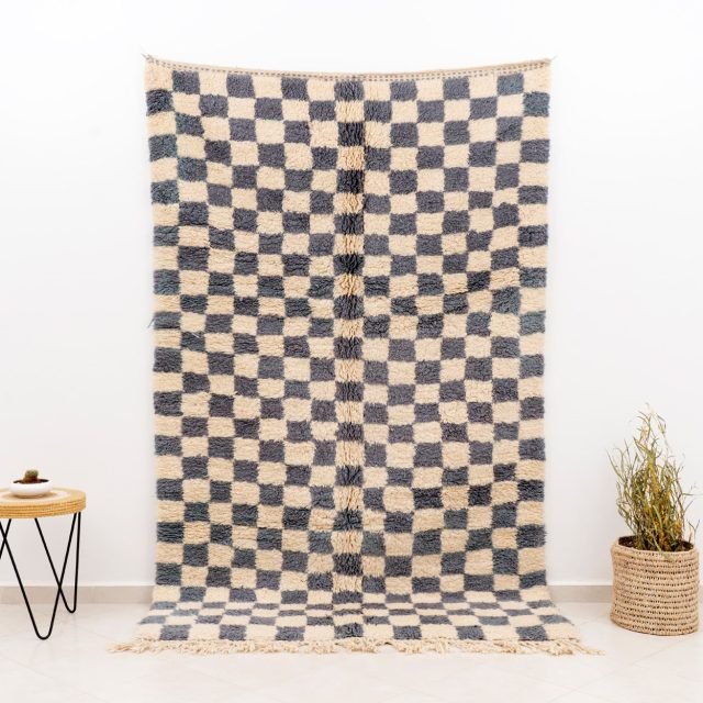 Rug Beni Ourain Checkered Gray