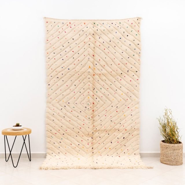 Beni Ourain Rug White with coloured dots