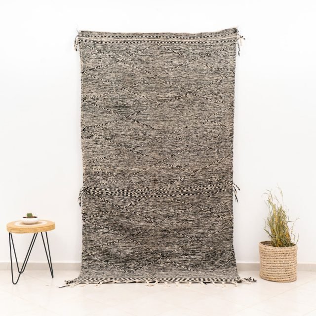 Modern Black and White Moroccan Carpet