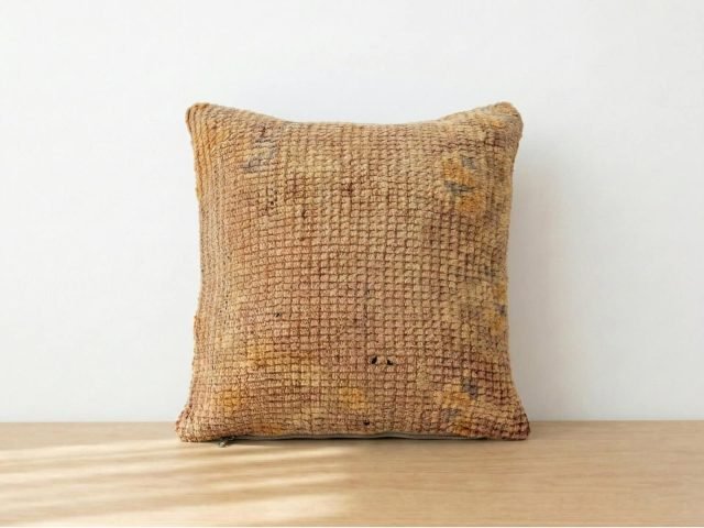 Rustic Moroccan Textured Wool Throw Pillow