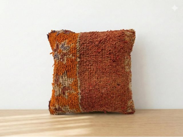 Vintage Moroccan Terracotta Shag Decorative Pillow