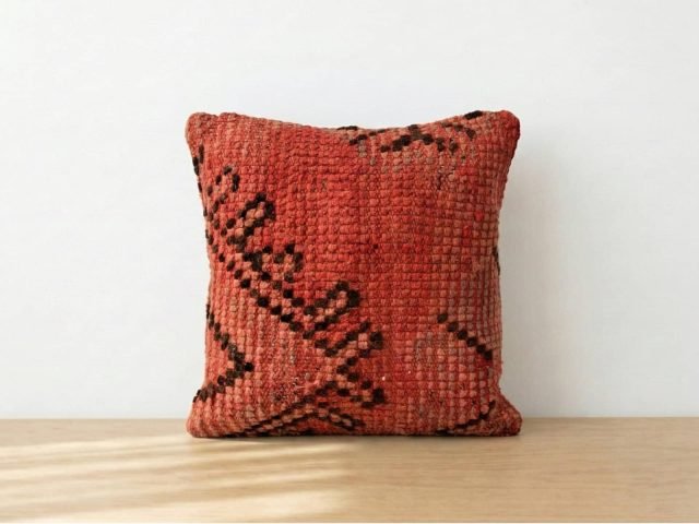 Vintage Moroccan Coral Textured Decorative Pillow