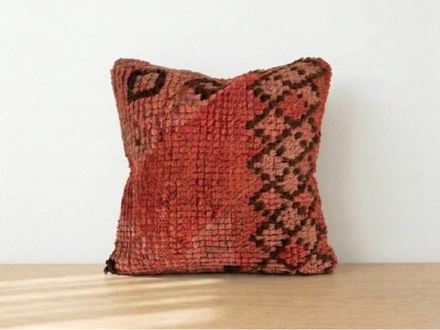 Vintage Moroccan Brick Red Kilim Cushion