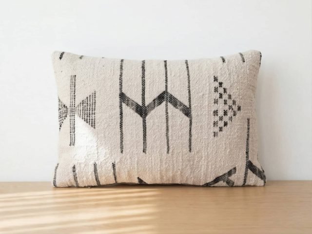Handwoven Moroccan Tribal Lumbar Kilim Pillow