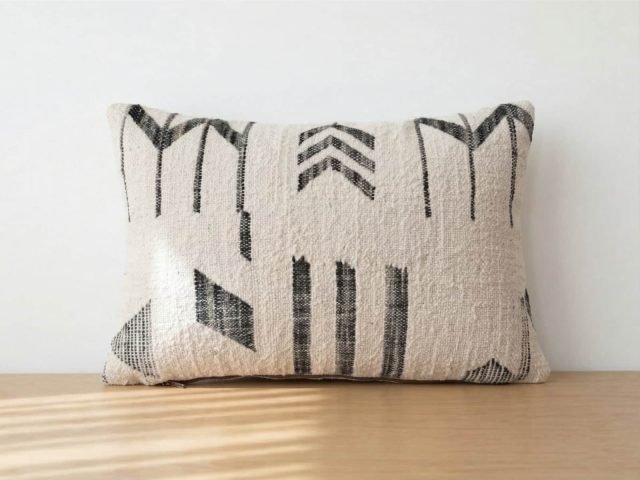 Moroccan Tribal Kilim Lumbar Pillow in Ivory