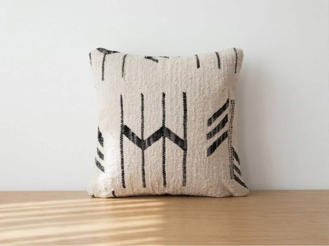 Artisan Moroccan Kilim Square Pillow with Tribal Motifs