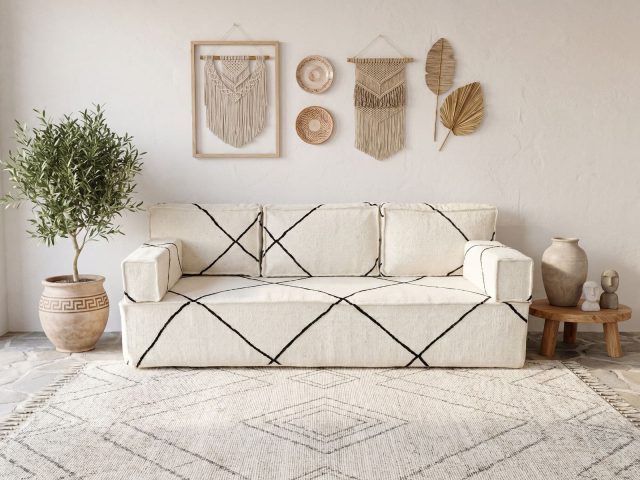 Moroccan Large Floor Sofa White - 6