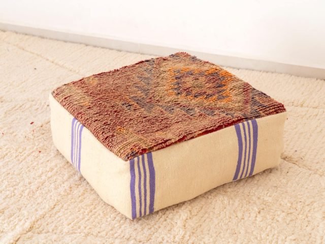 Vintage Earthy Red Berber Pouf